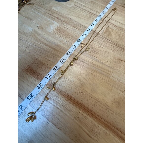 Madewell Gold-Tone Floral Drop Necklace - 22 Inches Long Lightweight Jewelry Pie - Picture 5 of 8